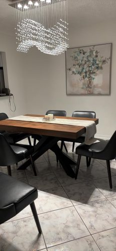 Rustic Oak Extendable Dining Table – Seats 6 to 10, Industrial Cross-Leg Design with Storage photo review