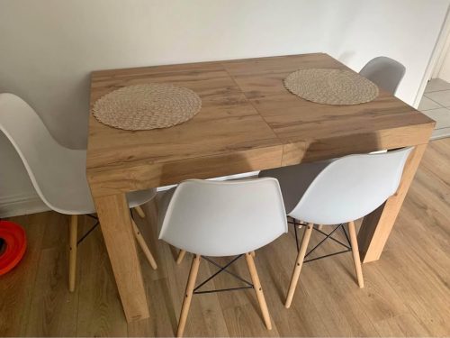 Modern Extendable Dining Table – Seats 6 to 10, Space-Saving Design with Storage for Extensions photo review