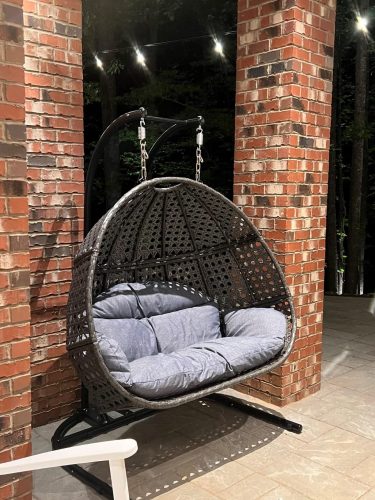 Rattan Double Hanging Egg Chair with Stand & Cushions for Indoor & Outdoor photo review